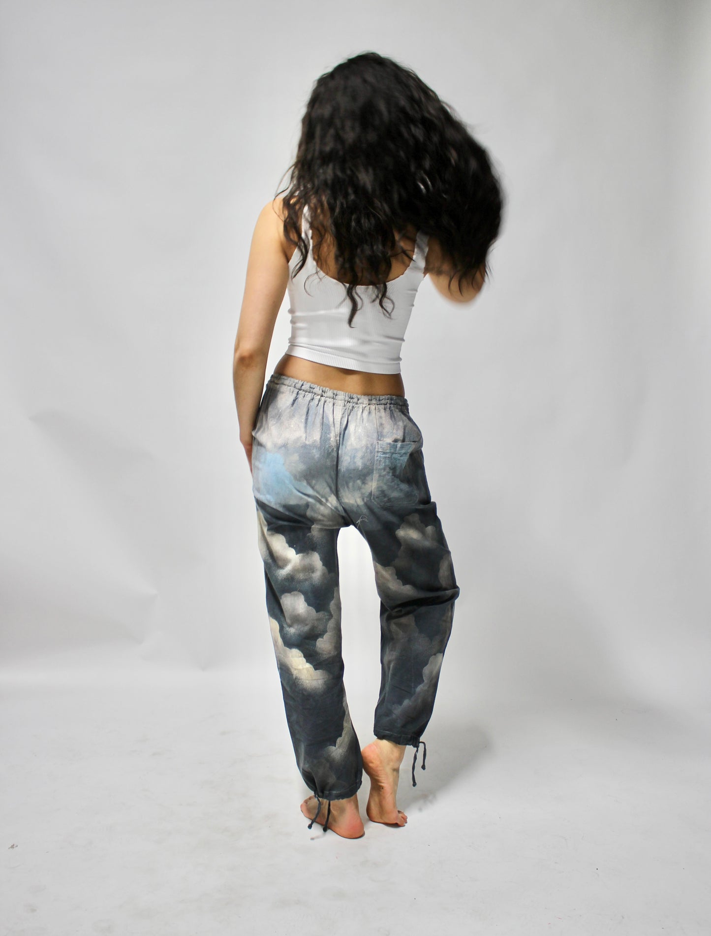 M/L - Sky Cotton Cloud Joggers - Draw String - Stretch Waist