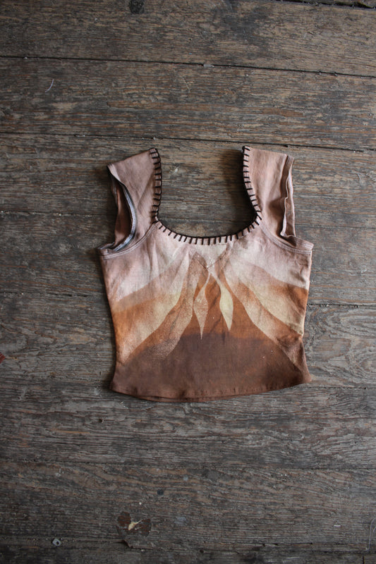 SMALL- Fifth Element Ripple Crop top - Hand embroidered basket top