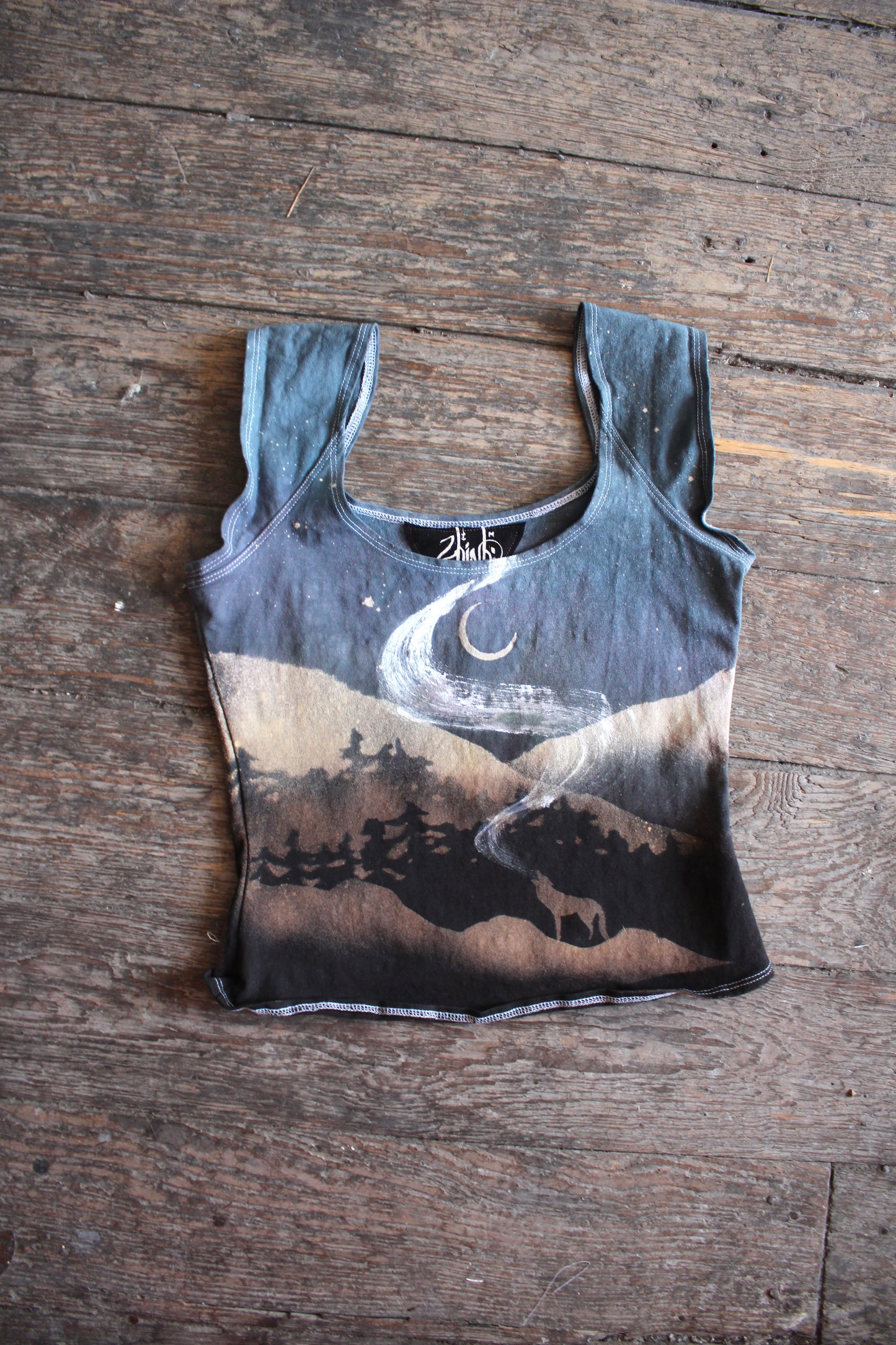 MEDIUM - Sight crop - Coyote Howl Mountains - Organic hemp/cotton Not embroidered Basket top