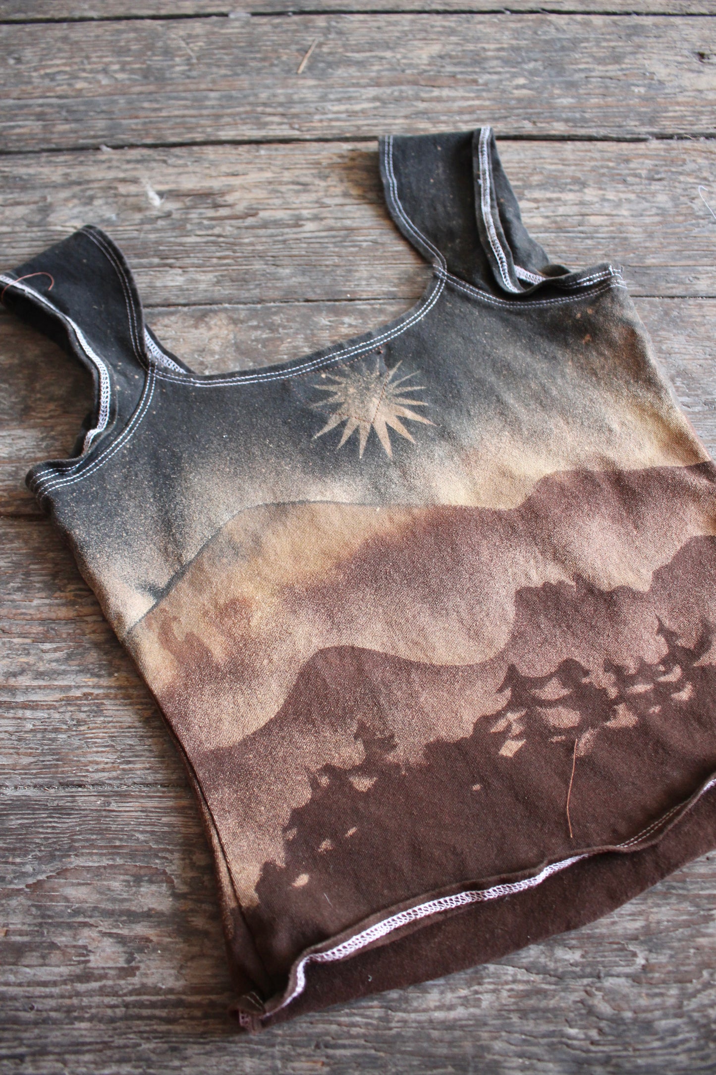 SMALL - Coyote Rising Forest landscape -Organic hemp/cotton Not embroidered- basket top