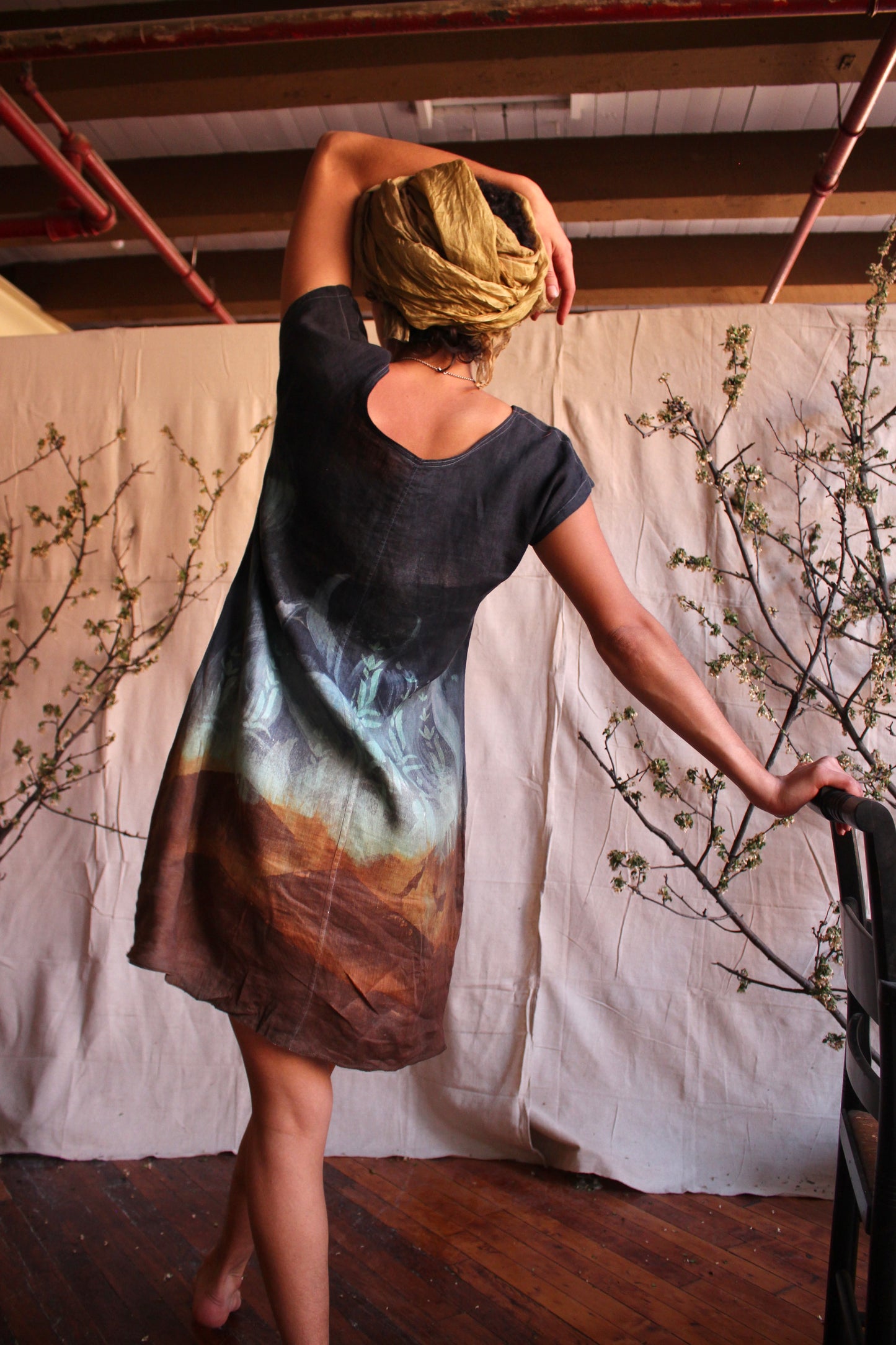 Small- Whispers from Spirit - Organic Linen handpainted tunic