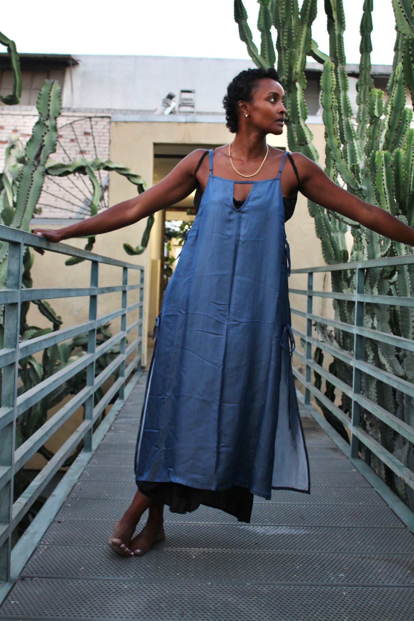 RTS Moon Light Blue-- The Zhinh-Dai Dress -Ready to Ship -Reversible color and neckline