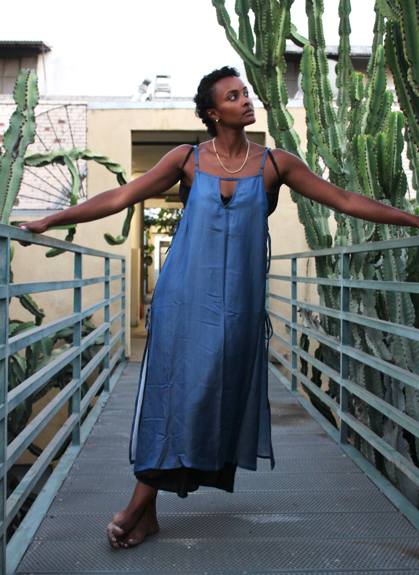 RTS Moon Light Blue-- The Zhinh-Dai Dress -Ready to Ship -Reversible color and neckline