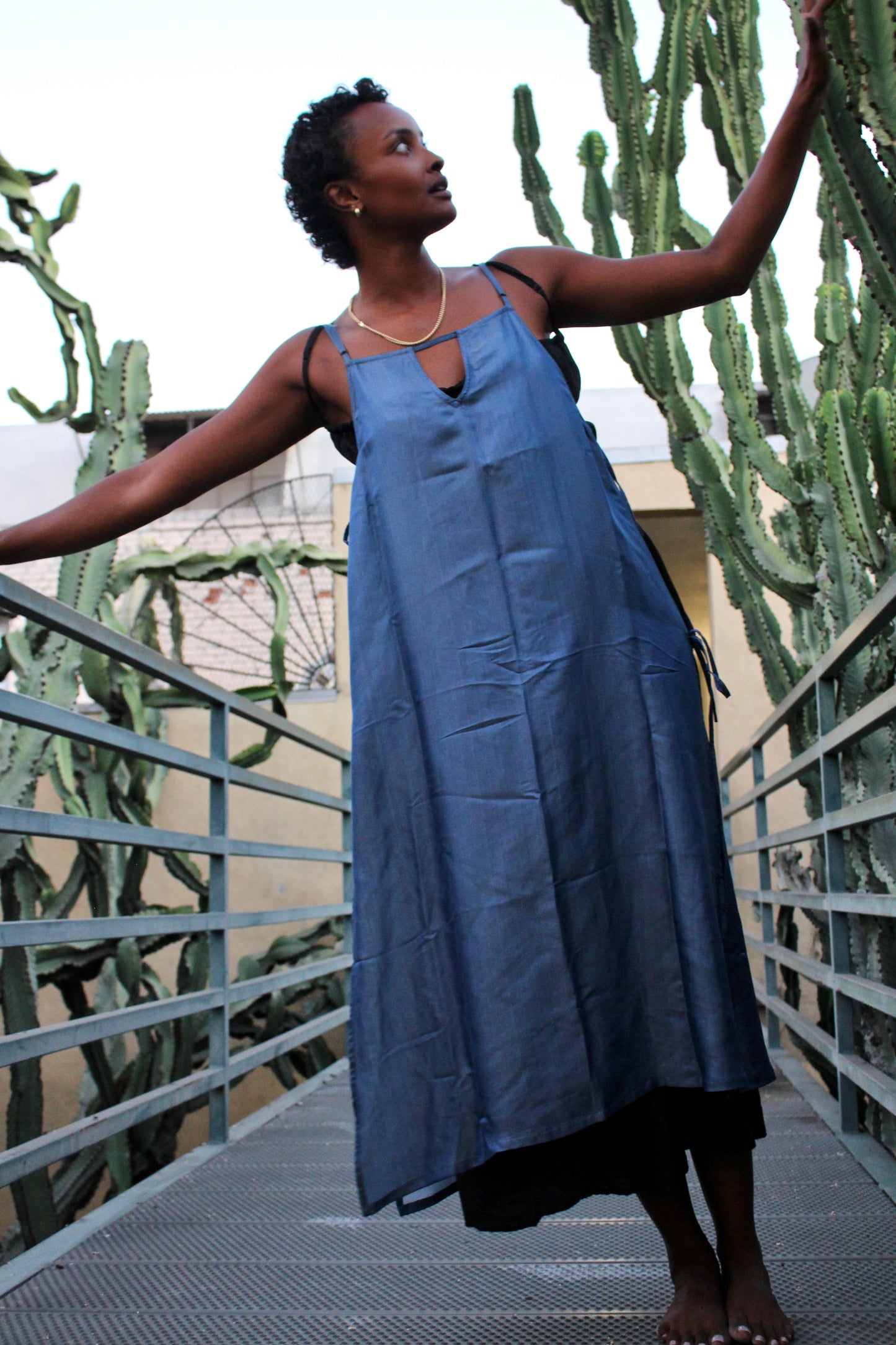 RTS Moon Light Blue-- The Zhinh-Dai Dress -Ready to Ship -Reversible color and neckline