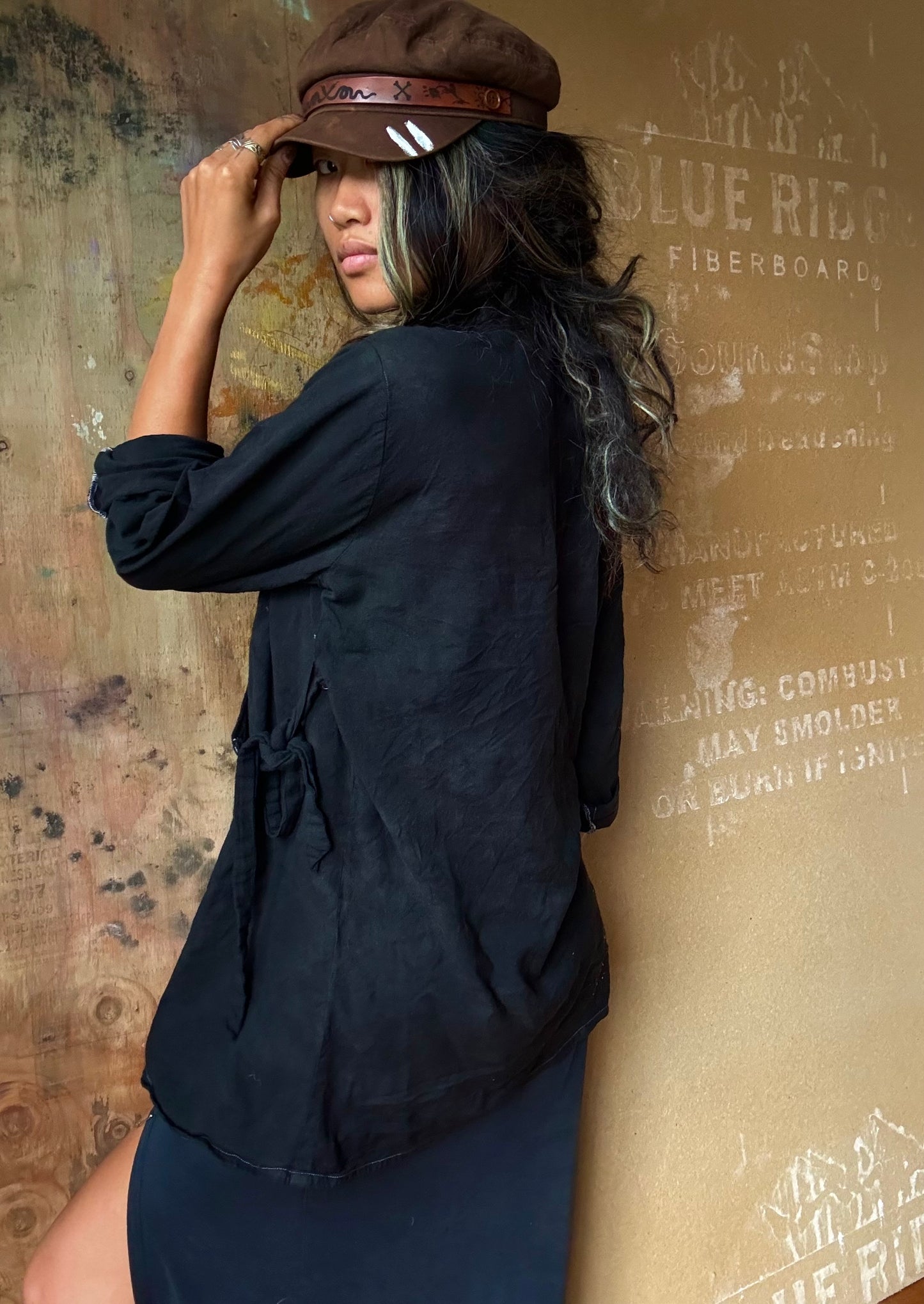 MTO PURE BLACK Wrap Top/Cover Up S/M-M/L- Made to Order-Choose your Plant Medicine Fabric