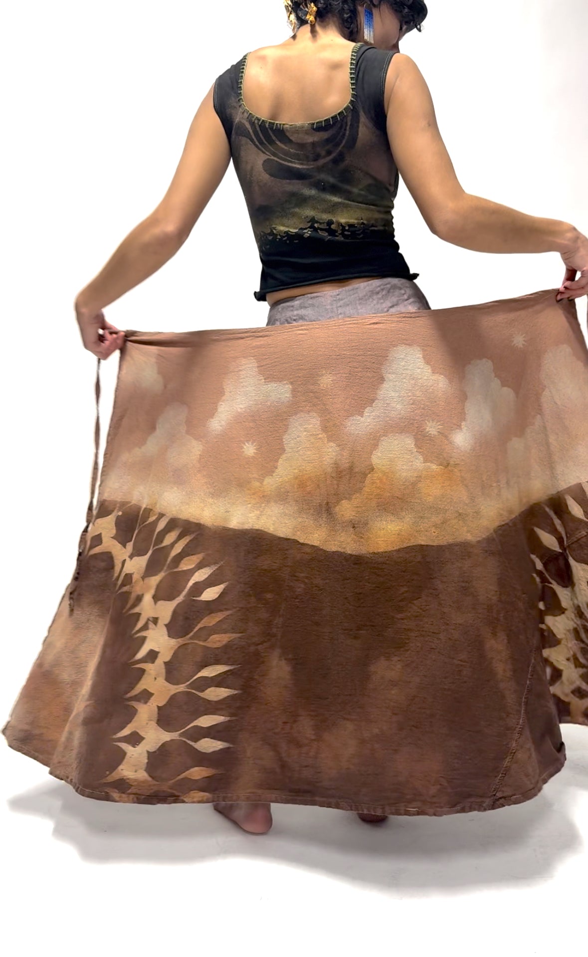 S/M - Blushed Landscape - Lunadala Expanse - Cotton Wrap skirt