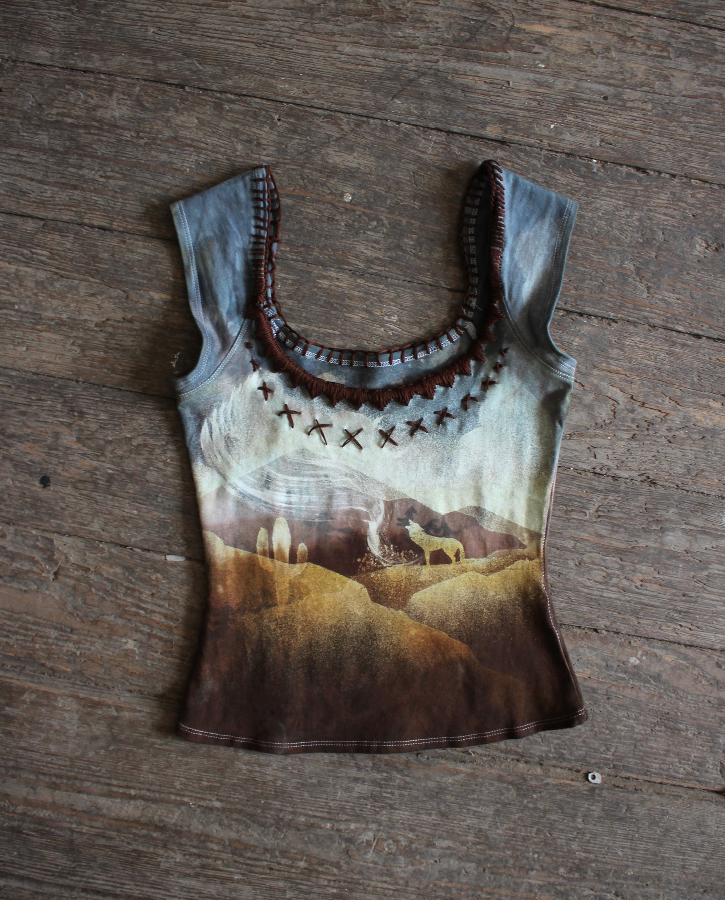 Small - HOWL Baker Top - Dark Brown embroidery thread