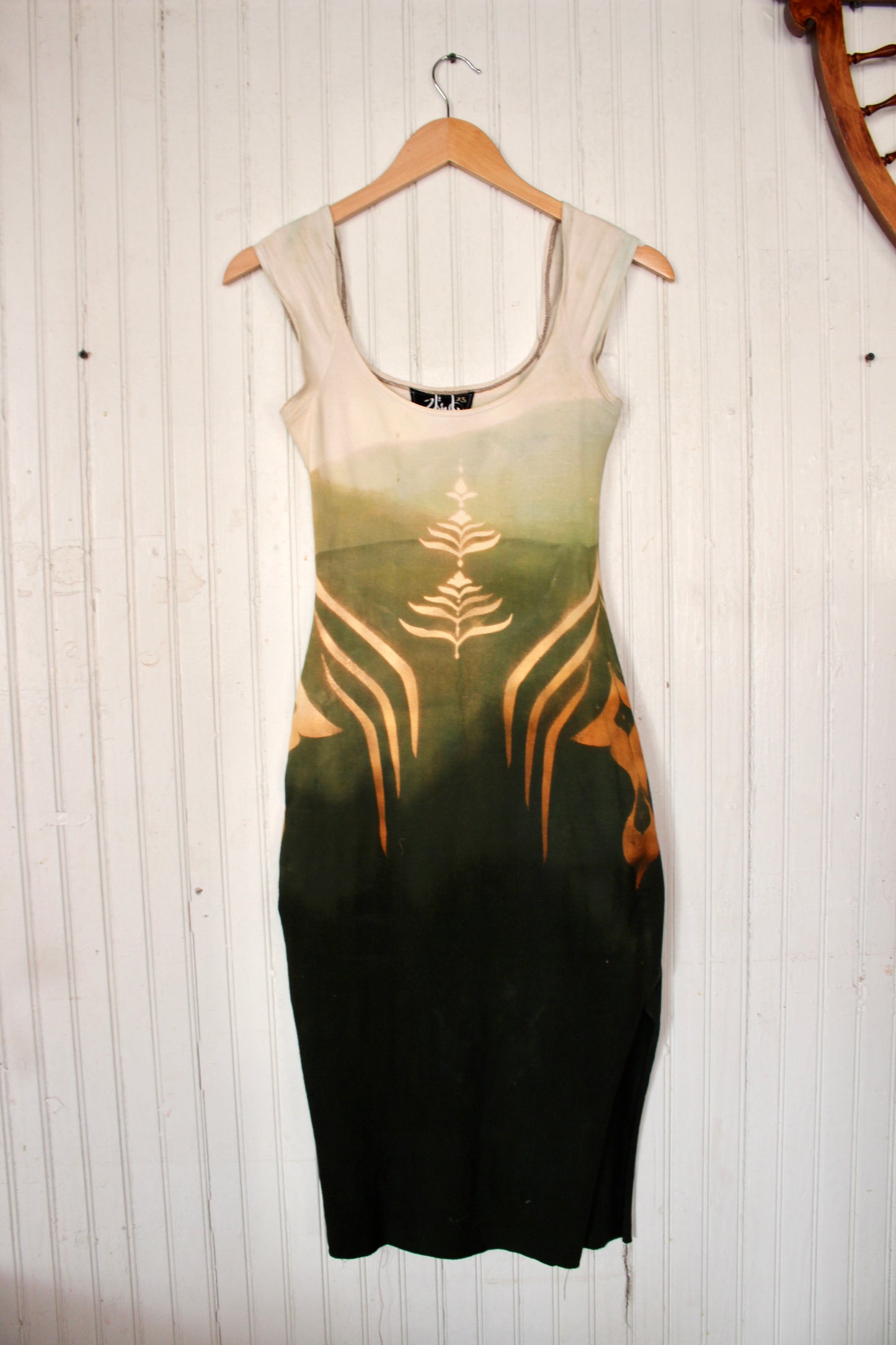 XS- Earth Alien Green Ripple Dress