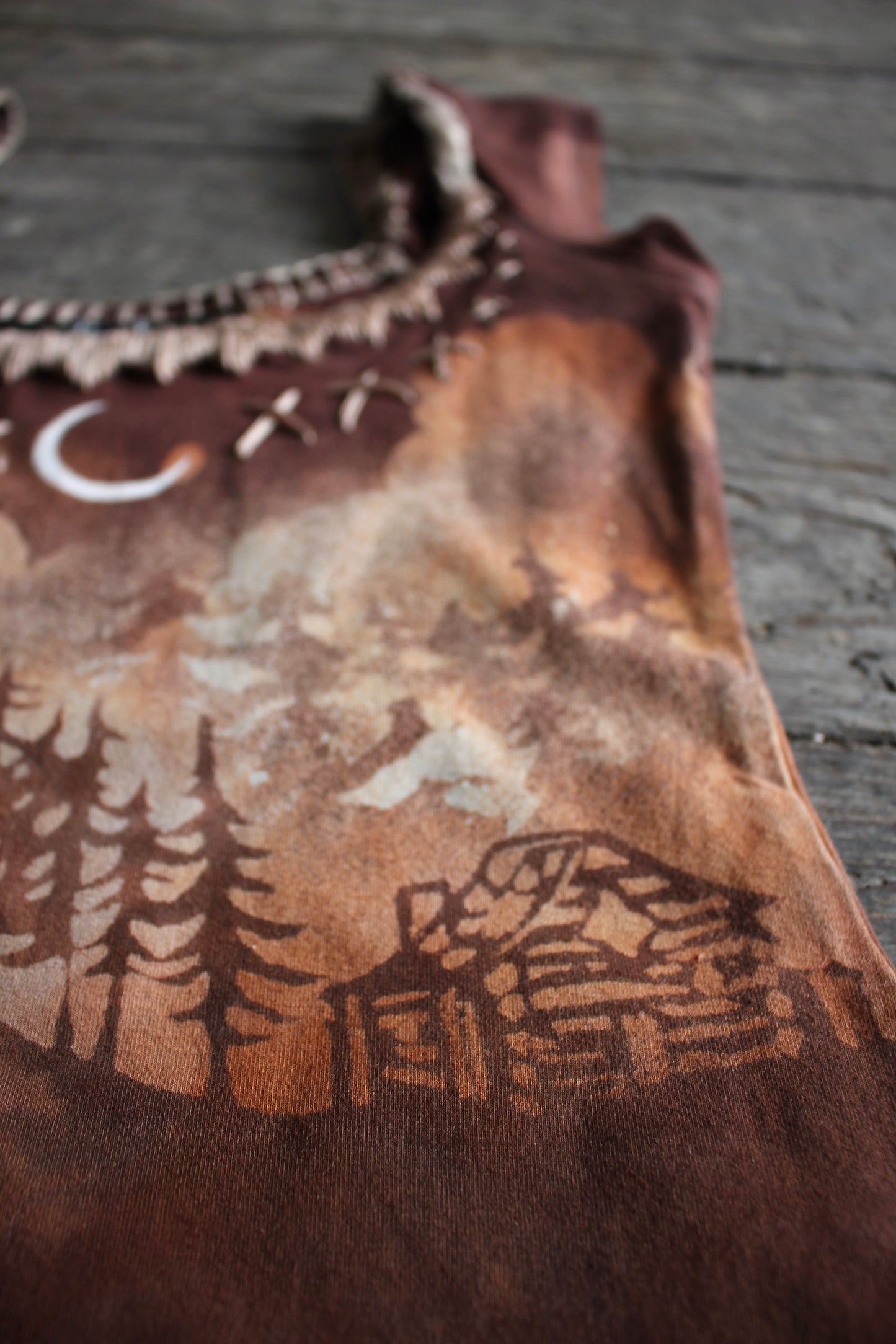 SMALL - Cabin in the Woods Cloudy Day - Blush Embroidered Neckline