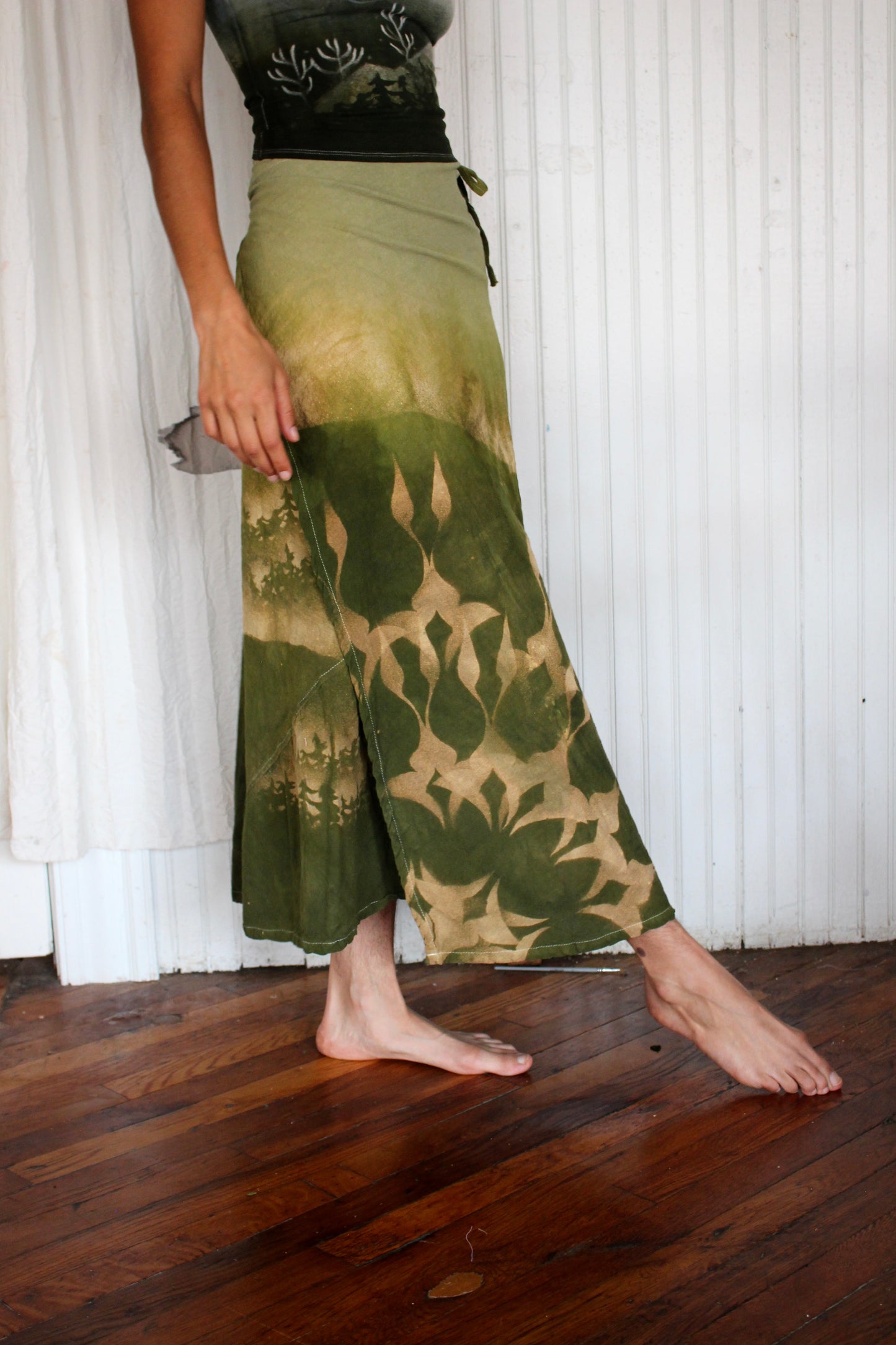 M/L Wrap Skirt- Green Luna Mandala