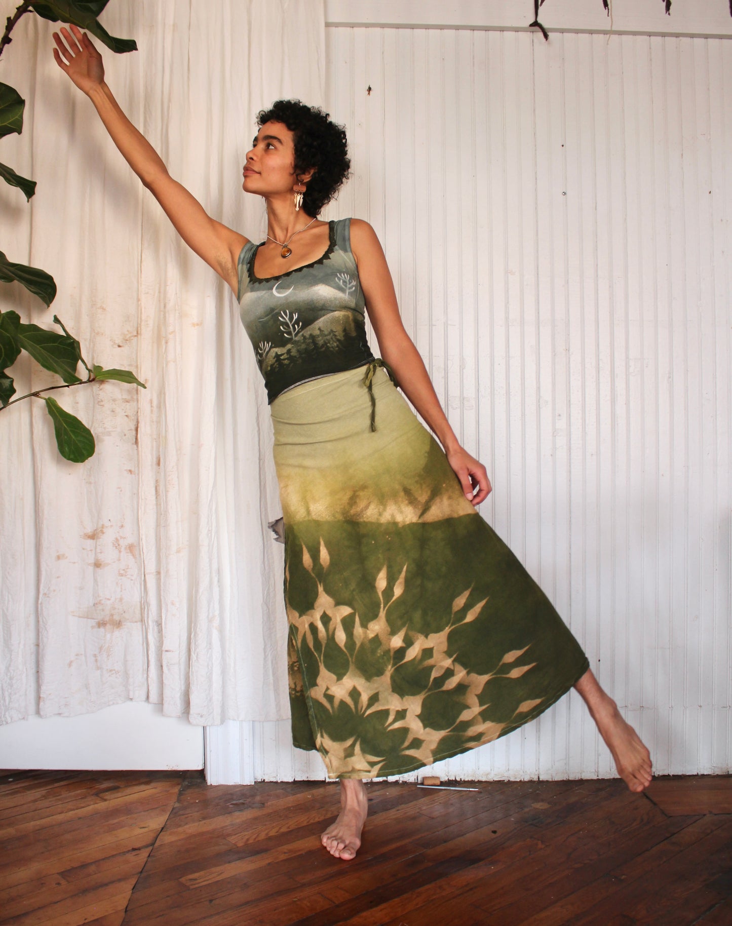 M/L Wrap Skirt- Green Luna Mandala