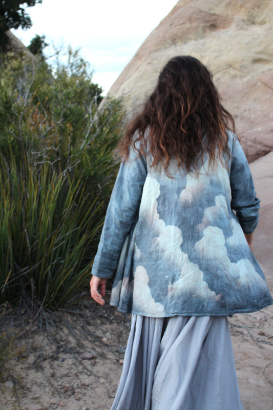 MTO- BLUE CLOUDY SKIES  Wrap Top/Cover Up S/M-M/L-- Made to order- Choose your Plant Medicine Fabric