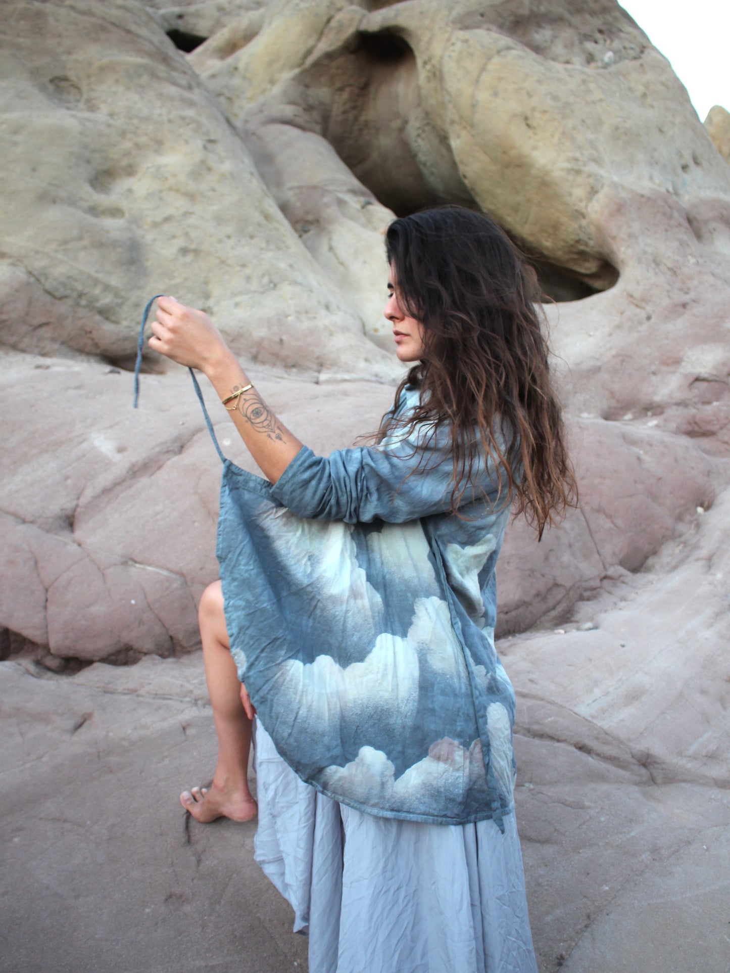 MTO- BLUE CLOUDY SKIES  Wrap Top/Cover Up S/M-M/L-- Made to order- Choose your Plant Medicine Fabric