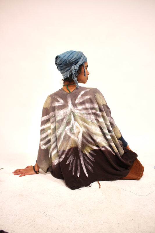 Raw Silk Winged Cloud Duster - Hand painted Wings- Gifts of Spirit