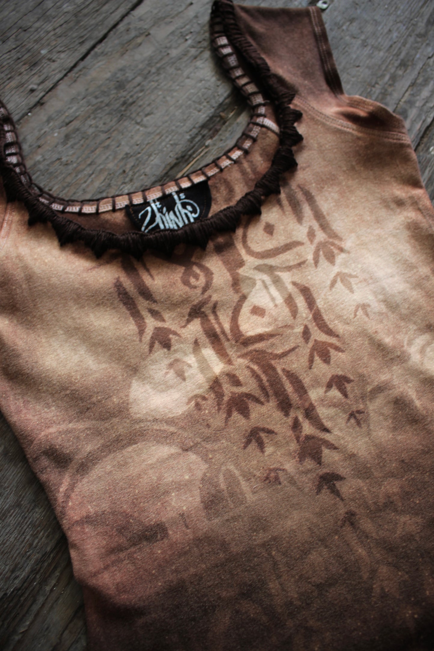 Small- Codes of the Divine Mystery Basket top - Hand embroidered neckline