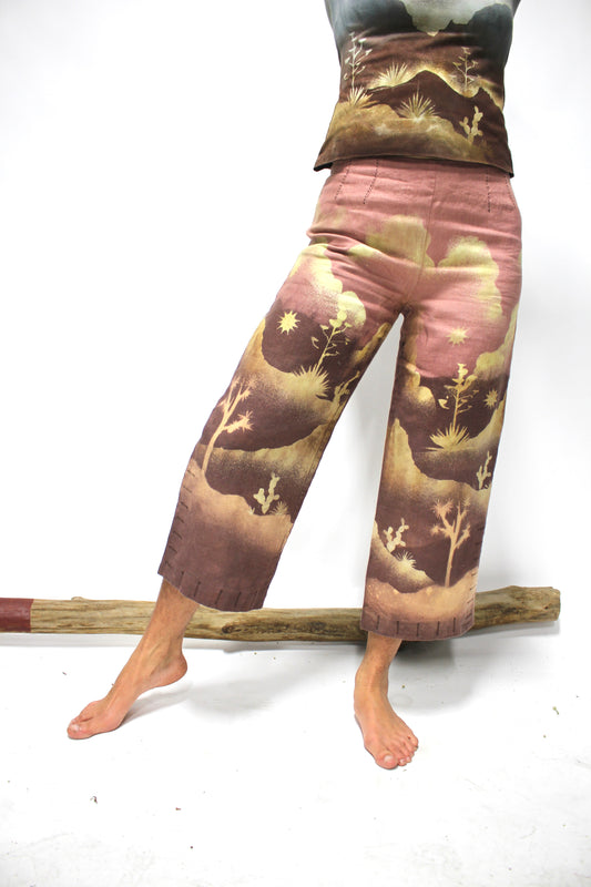 SMALL - Joshua Tree Linen Pants -Invisible zipper- Lined Pants