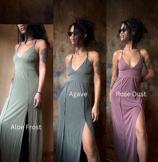 S/M or L/XL - Casual Frost Dress -Dead stock Bamboo Dress - one slit - stretchy/soft - Regenerative fashion