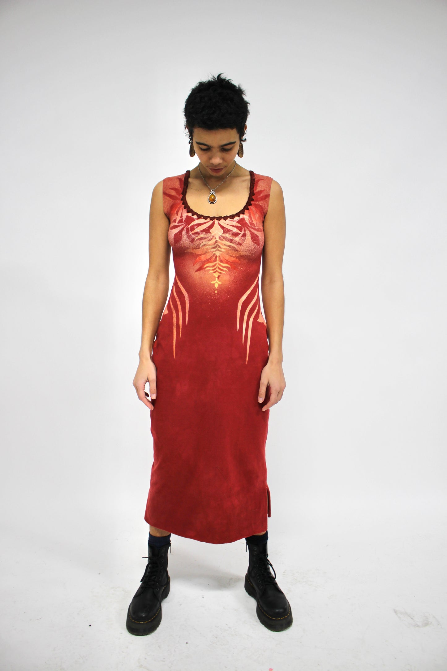 RESERVED FOR PADMA- Large Ignite/Blossom Red Basket midi dress - Limited design