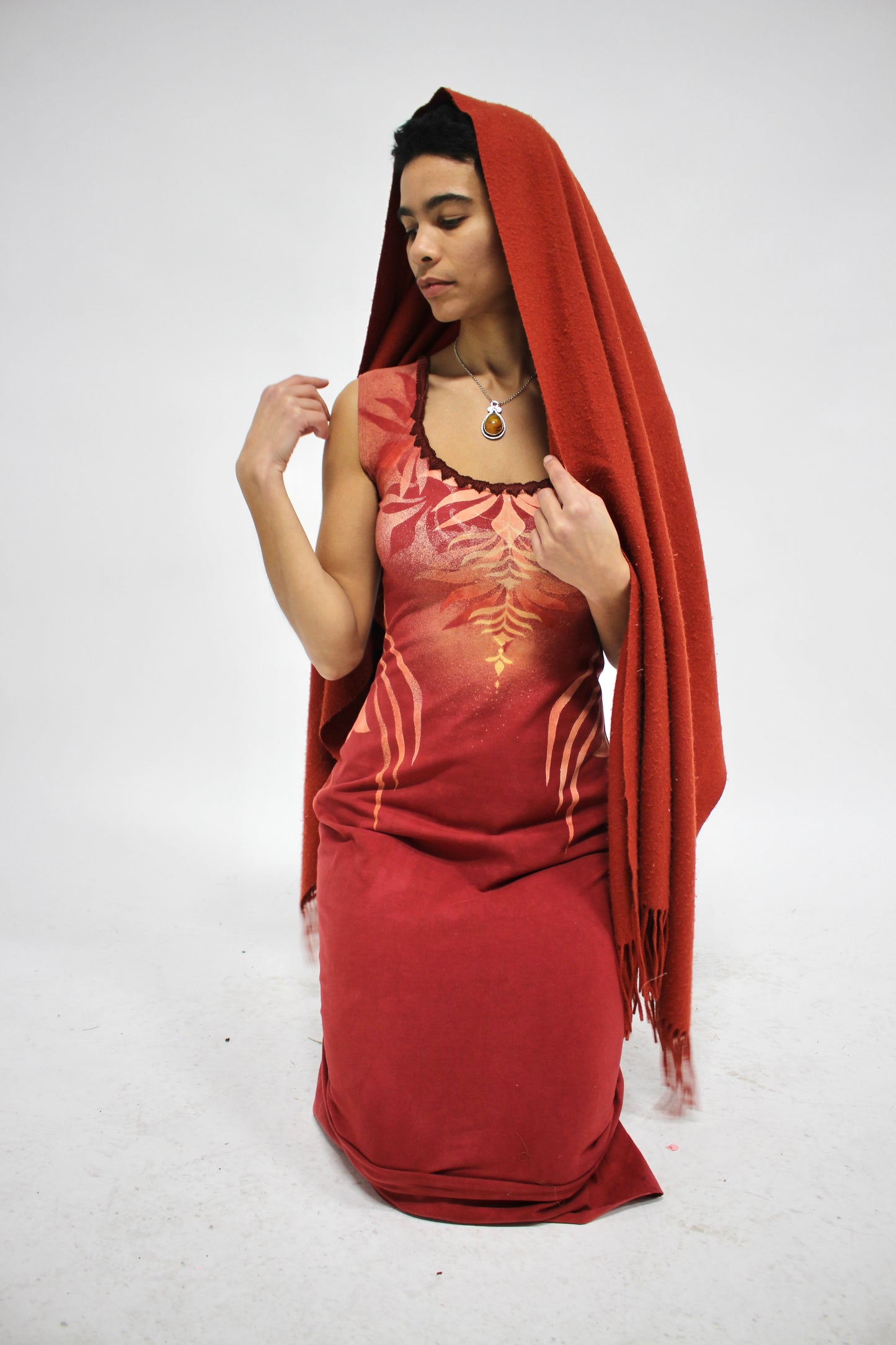 RESERVED FOR PADMA- Large Ignite/Blossom Red Basket midi dress - Limited design