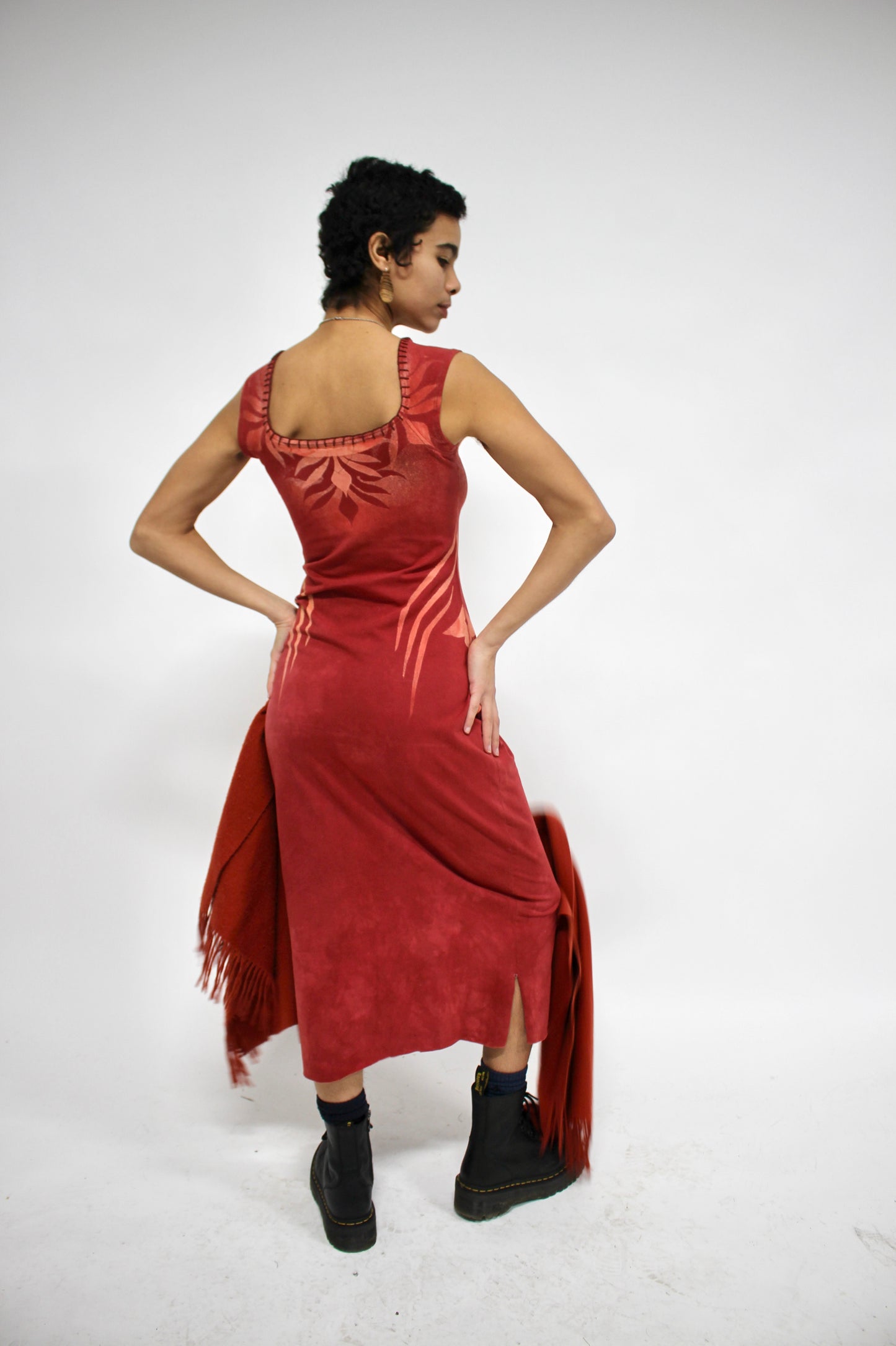 RESERVED FOR PADMA- Large Ignite/Blossom Red Basket midi dress - Limited design