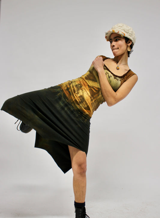 MEDIUM - Whispers of Strength Basket Dress - Hand painted flow