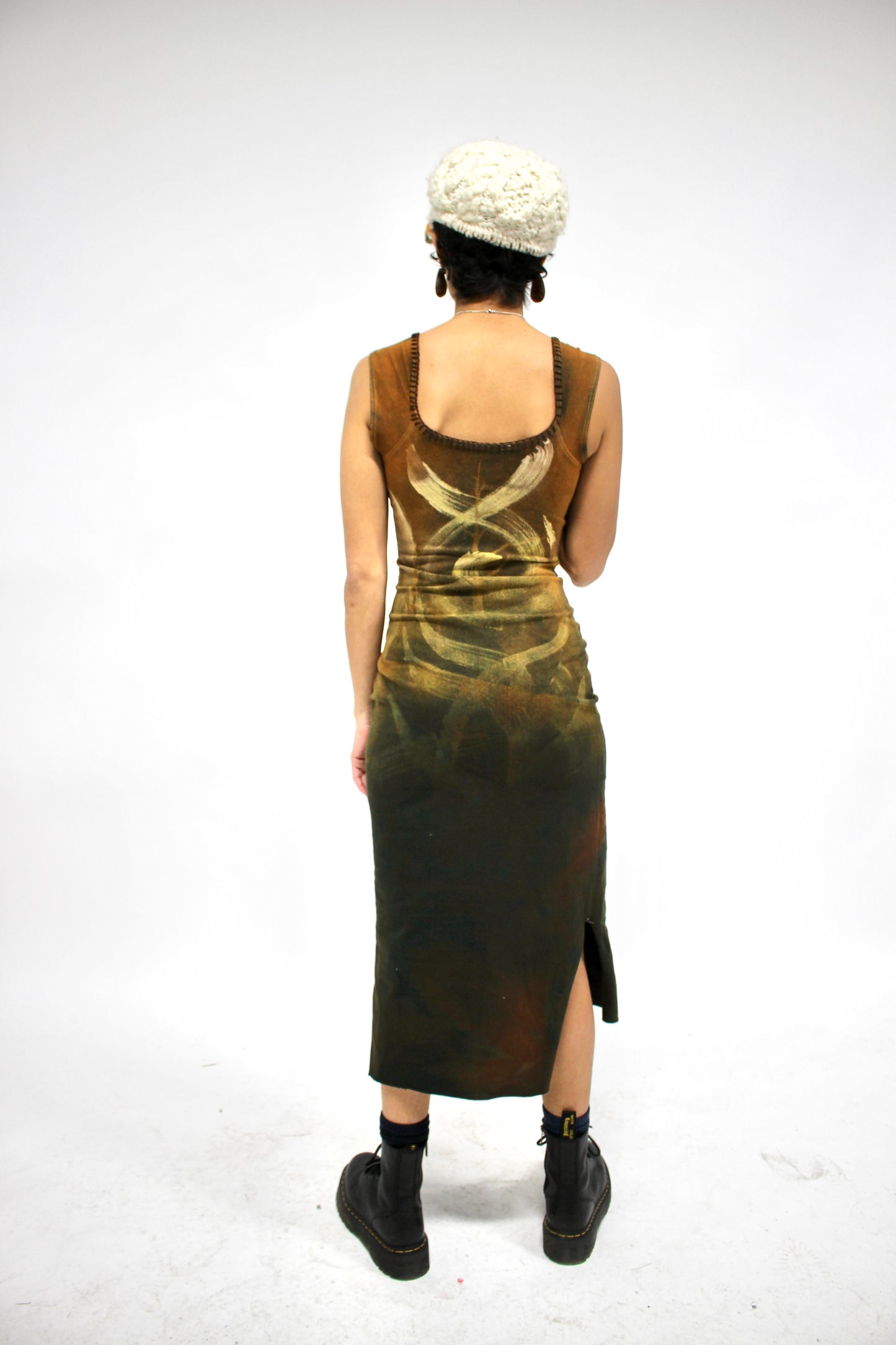 MEDIUM - Whispers of Strength Basket Dress - Hand painted flow