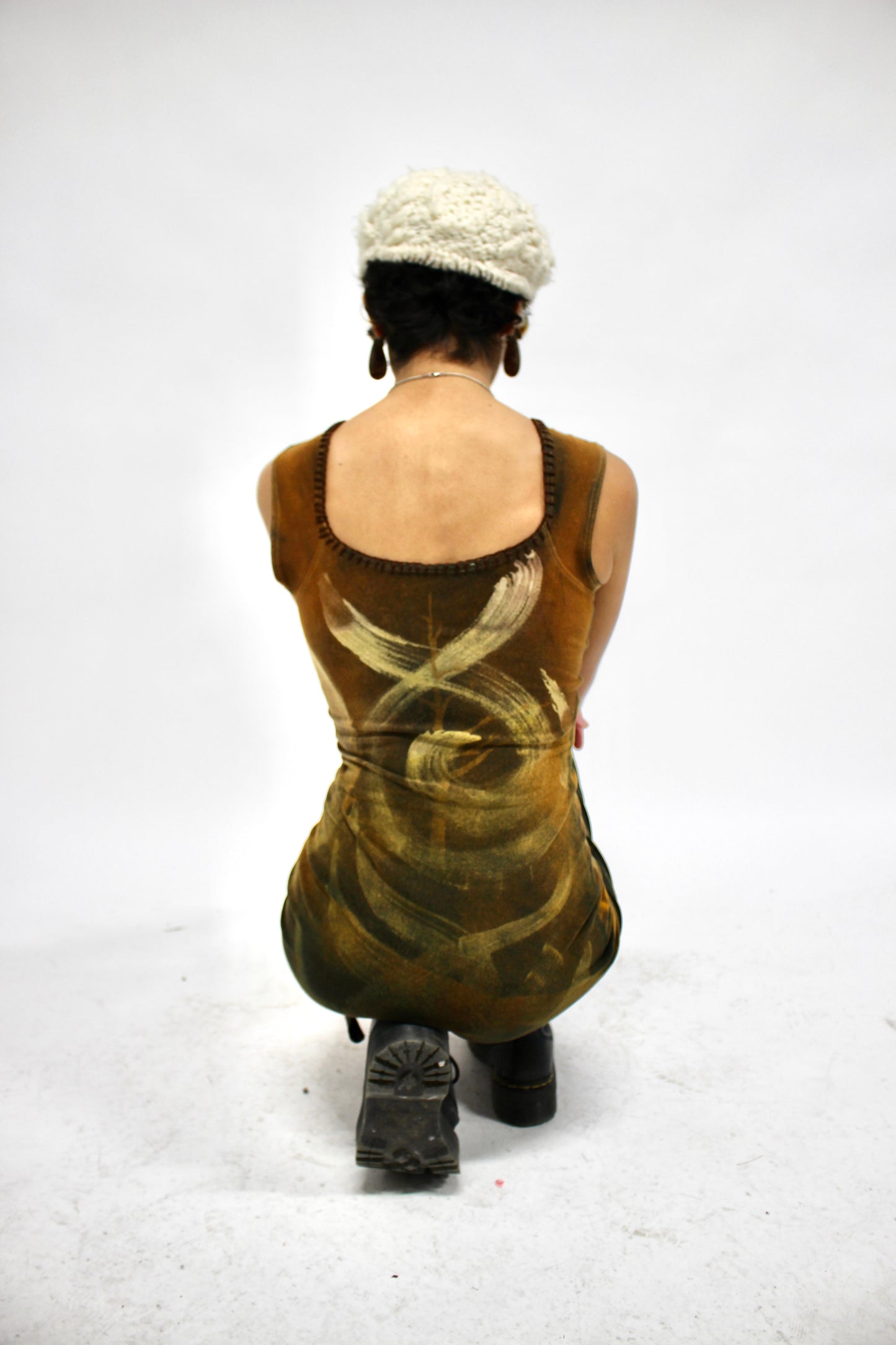 MEDIUM - Whispers of Strength Basket Dress - Hand painted flow